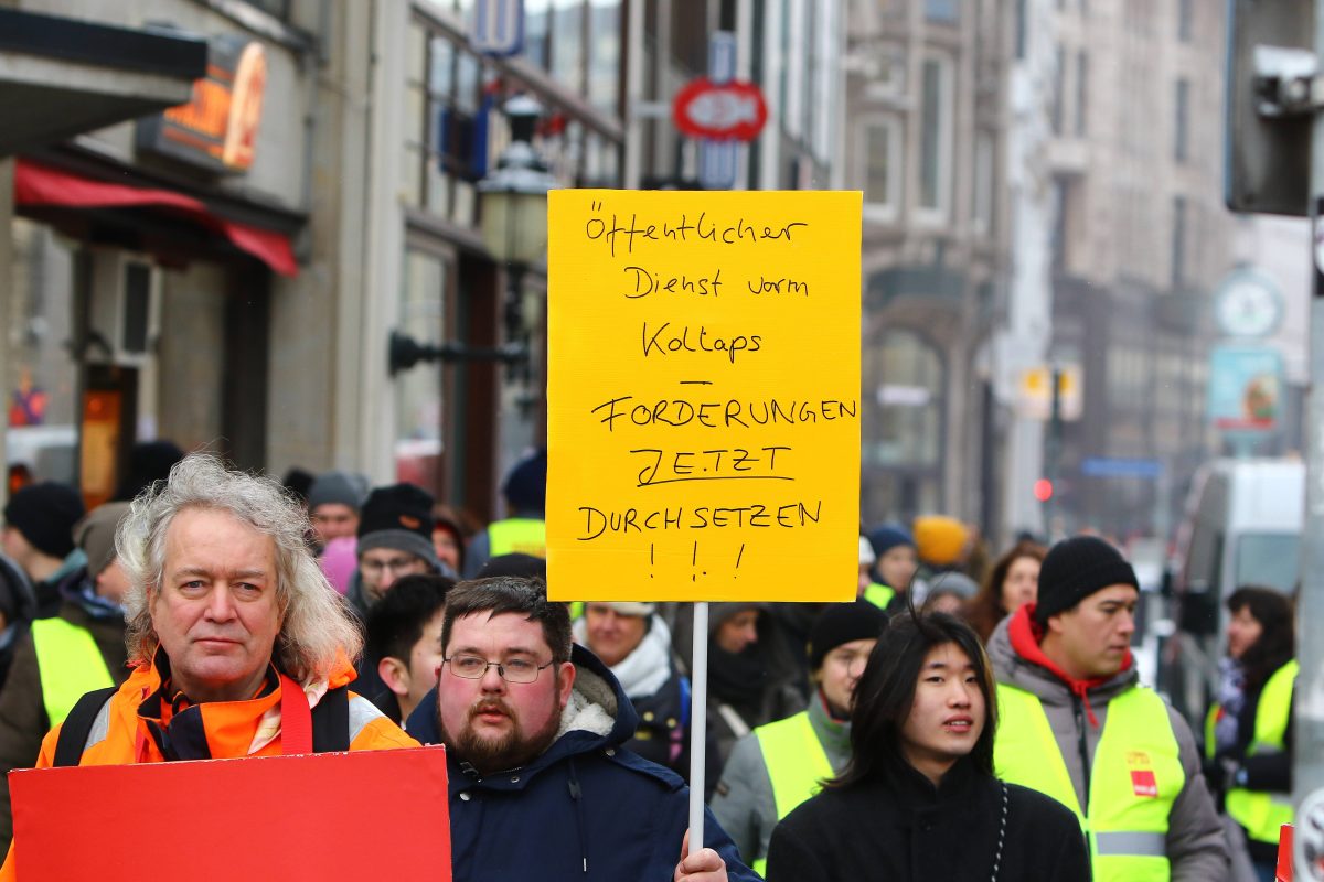 Die Gewerkschaft Verdi ruft die Arbeitnehmer aus dem Ã–ffentlichen Dienst zu einem Warnstreik in Hamburg auf.